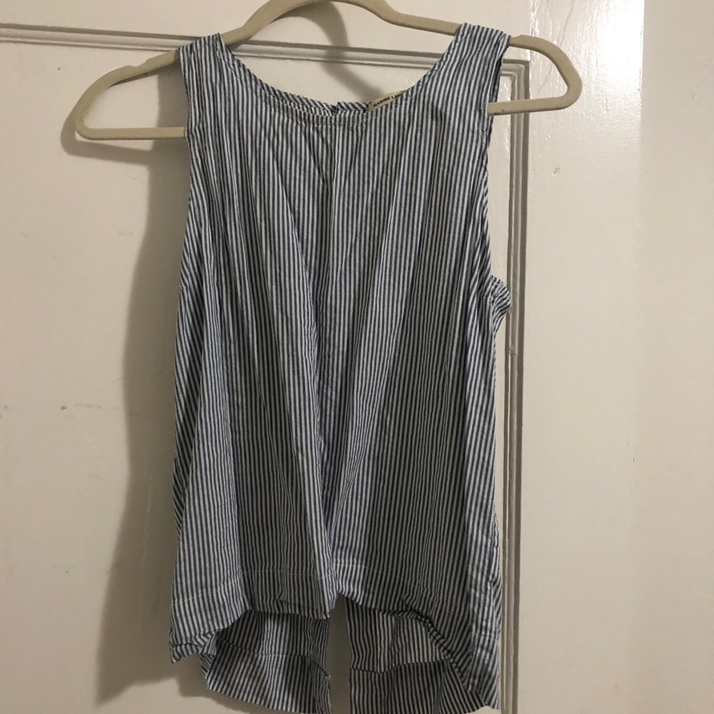 Marine layer striped tank with back buttons